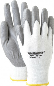 PRO-SAFE Size M (8), ANSI Cut Lvl A2, Puncture Lvl 1, Abrasion Lvl 4, Polyurethane Coated HPPE Fiber Cut Resistant Gloves 9" Long, Palm & Fingers Coated, HPPE Fiber Lining, Knit Wrist, White w/ Gray Coating, Paired 70-100-M - 66568999