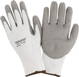 PRO-SAFE Size L (9), ANSI Cut Lvl A2, Puncture Lvl 1, Abrasion Lvl 4, Polyurethane Coated HPPE Fiber Cut Resistant Gloves 9" Long, Palm & Fingers Coated, HPPE Fiber Lining, Knit Wrist, White w/ Gray Coating, Paired 70-100-L - 66569039