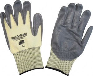 PRO-SAFE Size L (9), ANSI Cut Lvl 4, Puncture Lvl 2, Abrasion Lvl 3, Polyurethane Coated ATA Cut & Puncture Resistant Gloves 9.6" Long, Palm & Fingertips Coated, ATA Lining, Knit Wrist, Yellow/Gray, Paired GLA-C1-L - 73474116