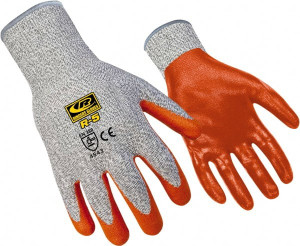 Ringers Gloves Cut & Puncture Resistant Gloves LVL5 GRY/ORG LRG 1/PR R5 KNITWR NITRL CR GLV 045-10 - 81034399