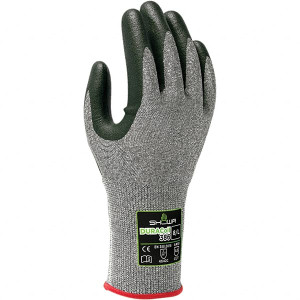 SHOWA Size 2XL (10), ANSI Cut Lvl A3, Puncture Lvl 2, Abrasion Lvl 4, Micro-Foam Nitrile Coated ATA/HPPE Blend Cut & Puncture Resistant Gloves Palm & Fingers Coated, DURACoil Lining, Knit Wrist, Gray/Black, Paired 386XXL-10 - 10987139