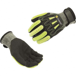 Tilsatec Size 4XL (13), ANSI Cut Lvl A5, Puncture Lvl 5, Abrasion Lvl 4, Micro-Foam Nitrile Coated Cut & Puncture Resistant Gloves Palm & Fingertips Coated, Hook & Loop Cuff, Black/Gray, Paired TTP091SNFKG130 - 90692419