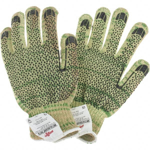 Whizard 12 Pairs Size L, ANSI Cut Lvl A6, Cut Resistant Gloves Palm & Fingertips Coated, Yellow/Green 1881L - 93505428