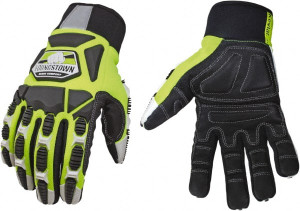 Youngstown Glove Size 3XL (12), ANSI Cut Lvl 4, Puncture Lvl 4, Abrasion Lvl 4, Cut & Puncture Resistant Gloves Kevlar Lining, Slip-On Cuff, Hi-Vis Lime/Black, Paired 09-9083-10-3XL - 66803206