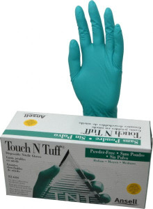 Ansell Size M, 5 mil, Industrial Grade, Powder Free Nitrile Disposable Gloves 9-1/2" Long, Teal, Smooth Beaded Rolled Cuffs, FDA Approved, Static Dissipative, Ambidextrous 92-600-M - 89305429