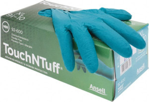 Ansell Size XL, 5 mil, Industrial Grade, Powder Free Nitrile Disposable Gloves 9-1/2" Long, Teal, Smooth Beaded Rolled Cuffs, FDA Approved, Static Dissipative, Ambidextrous 92-600-XL - 89305445