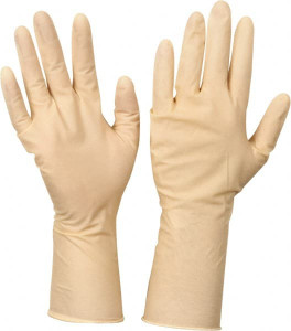 CleanTeam Size M, 5 mil, Cleanroom Grade, Powder Free Latex Disposable Gloves 9-1/2" Long, Natural (Color), Textured Beaded Rolled Cuffs, Ambidextrous 100-322400/M - 76000751