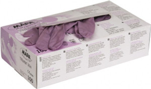 MAPA Professional Size M, 6 mil, Medical Grade, Powder Free Natural Rubber, Nitrile, Neoprene Blend Disposable Gloves 10" Long, Purple, Textured Rolled Cuffs, Ambidextrous 994957 - 86468261