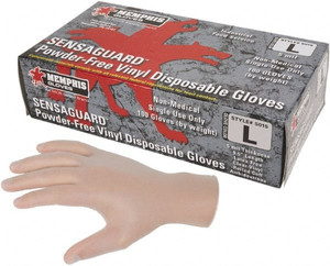 MCR Safety Size M, 5 mil, Industrial Grade, Powder Free Vinyl Disposable Gloves 9-1/2" Long, Clear, Smooth Rolled Cuffs, FDA Approved 5015M - 45364916