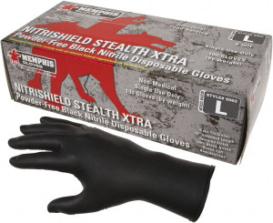 MCR Safety Size S, 6 mil, Powder Free Nitrile Disposable Gloves 12" Long, Black, Rolled Cuffs, FDA Approved 6062S - 45652633