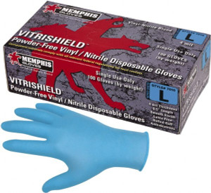 MCR Safety Size S, 4 mil, Industrial Grade, Powder Free Nitrile Disposable Gloves 9-1/2" Long, Blue, Smooth Rolled Cuffs, FDA Approved, Ambidextrous 7010S - 57774887