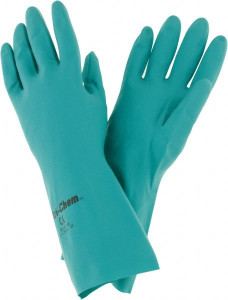MCR Safety Size M, Industrial Grade, Nitrile Disposable Gloves 13" Long, Green, Textured Straight Cuffs, FDA Approved 5318 - 84027283