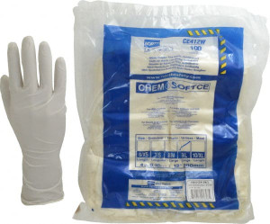 Honeywell North Pack of (100), Size L, 4 mil, Cleanroom Grade, Powder Free Nitrile Disposable Gloves 12" Long, White, Textured Rolled Cuffs, Ambidextrous CE412W/L - 01293935