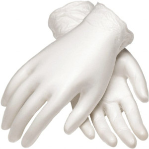 PIP Size M, 4 mil, Industrial Grade, Powdered Vinyl Disposable Gloves 9-1/2" Long, Clear, Smooth Beaded Rolled Cuffs, FDA Approved, Ambidextrous 64-V2000/M - 66897976