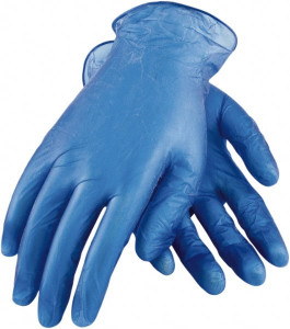 PIP Size XL, 5 mil, Industrial Grade, Powdered Vinyl Disposable Gloves 9-1/2" Long, Blue, Smooth Beaded Rolled Cuffs, FDA Approved, Ambidextrous 64-V77B/XL - 66898008