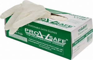 PRO-SAFE Size XL, 5 mil, Industrial Grade, Powder Free Latex Disposable Gloves 9-1/2" Long, White, Smooth, FDA Approved 62-322PSPF/XL - 02095867
