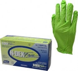 SHOWA Size XL, 4 mil, Food Grade, Powder Free Nitrile Disposable Gloves 9-1/2" Long, Green, Textured, Rolled Cuffs, FDA Approved, Static Dissipative, Ambidextrous 7705PFTXL - 09869546