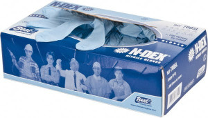 SHOWA Size L, 4 mil, Industrial Grade, Powdered Nitrile Disposable Gloves 9-1/2" Long, Blue, Smooth Rolled Cuffs, FDA Approved, Static Dissipative, Ambidextrous 7005L - 76528207