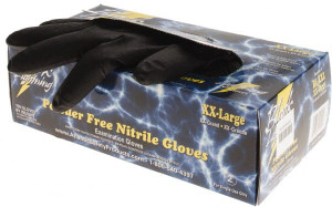 Value Collection Size 2XL, 6 mil, Powder Free Nitrile Disposable Gloves Black BD-AT1008XXL - 53589073
