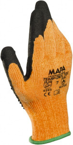 MAPA Professional Size L (9) Thermal Acrylic Lined Nitrile Heat Resistant Glove 250°F Max, Knit Wrist, 10" OAL, Black/Orange, Paired 720129 - 91316612