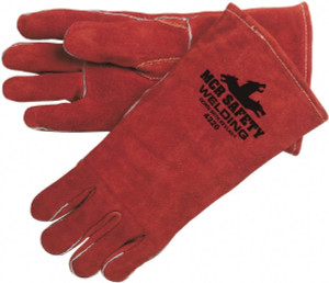 MCR Safety Size L Leather Welding Glove Gauntlet Cuff, Russet, Paired 4320 - 45649407