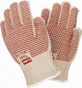 Honeywell North Size Universal Cotton Lined Cotton Hot Mill Glove 400°F Max, Continuous Knit Cuff, White/Red, Paired 51/7147 - 03641933