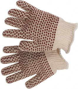 PRO-SAFE Size Universal Cotton Lined Cotton/Polyester Heat Resistant Glove Continuous Knit Cuff, 10-1/4" OAL, White/Red, Paired GLA-B1-L - 89138390