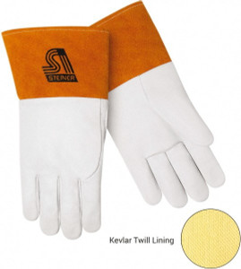 Steiner Size XL (11) Kevlar Lined Goatskin Welding Glove Use for TIG Welding, Gauntlet Cuff, Straight Thumb, 12" OAL, White, Paired 0224K-X - 36504413
