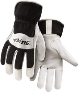Steiner Size M Unlined Palm & Fleece Lined Kidskin Welding Glove Use for TIG Welding, Slip-On Cuff, Pearl/Black, Paired 0261-M - 39952130