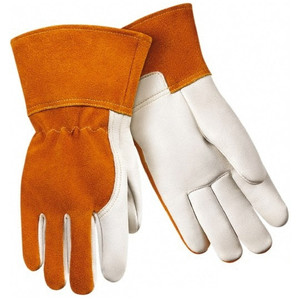 Steiner Size M Kevlar Lined Cowhide Welding Glove Use for MIG Welding, Gauntlet Cuff, Straight Thumb, Rust/Tan, Paired 0233K-M - 39952676