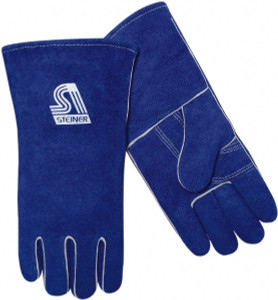 Steiner Size L (11) Cotton/Foam Lined Cowhide Welding Glove Use for Stick/Arc Welding, Gauntlet Cuff, Wing Thumb, 13" OAL, Blue, Paired 02509F-L - 62870266