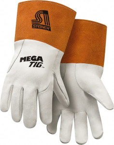 Steiner Size XL Kidskin Welding Glove Use for TIG Welding, Straight Thumb, 12-1/2" OAL, White/Chestnut, Paired 0230-X - 86063633