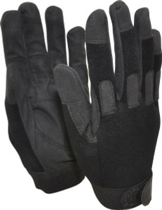 Ability One Size L (9) Nylon/Spandura Anti-Vibration/Impact Protection Work Gloves For Mechanics & Lifting, Uncoated, Hook & Loop Cuff, Full Fingered, Black, Paired 8415014975989K - 73052680