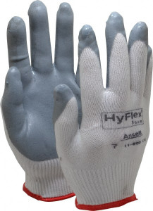 Ansell Size S (7) Nitrile Coated Nylon General Protection Work Gloves For General Purpose, Palm & Fingers Coated, Knit Wrist Cuff, Full Fingered, White/Gray, Paired 11-800-7 - 03201506