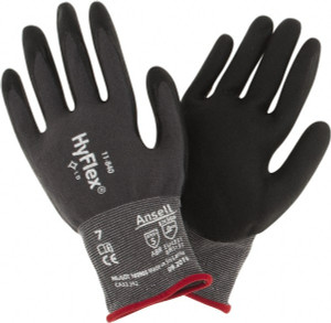 Ansell Size S (7) Nitrile Coated Nitrile Foam General Protection Work Gloves For General Purpose, Palm & Fingers Coated, Knit Wrist Cuff, Dark Gray/Dark Gray, Paired 11-840-7 - 33868308