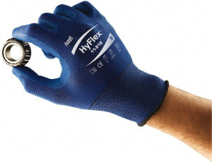 Ansell Size S (7) Nitrile Coated Nitrile Foam General Protection Work Gloves For General Purpose, Palm & Fingers Coated, Knit Wrist Cuff, Blue, Paired 11-818-7 - 33868654