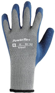 Ansell Size M (8) Rubber Coated Cotton Blend General Protection Work Gloves For General Purpose, Palm & Fingers Coated, Knit Wrist Cuff, Full Fingered, Gray/Blue, Paired 80-100-8 - 71011019