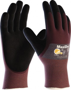 ATG Size M Nitrile Coated Polyethylene Blend General Protection Work Gloves For General Purpose, Palm & Fingers Coated, Slip-On Cuff, Full Fingered, Purple, Paired 56-425/M - 61997375