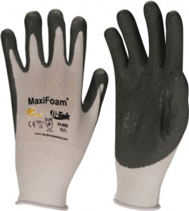 ATG Size S (7) Nitrile Coated Nylon General Protection Work Gloves For General Purpose, Palm & Fingers Coated, Knit Wrist Cuff, Full Fingered, Gray/White, Paired 34-800/S - 87310058
