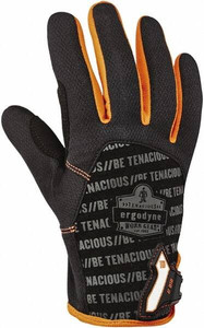 Ergodyne Size L (9) Polyester Blend Work Gloves For Mechanics & Lifting, Uncoated, Hook & Loop Cuff, Full Fingered, Black, Paired 17174 - 36622074