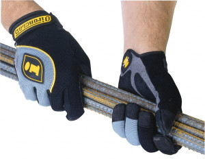 Ironclad Size L (9-10) Synthetic Leather Anti-Vibration/Impact Protection Work Gloves For General Purpose, Uncoated, Knit Wrist Cuff, Full Fingered, Black/Gray, Paired HUG-04-L - 02561397