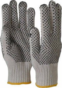 MCR Safety Size S (7) PVC Coated Cotton Blend General Protection Work Gloves For General Purpose, Palm & Fingers Coated, Knit Wrist Cuff, Full Fingered, White/Yellow/Black, Paired 9660S - 08298846