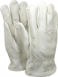 MCR Safety Size L (9) Grain Cowhide General Protection Work Gloves For Work & Driver, Uncoated, Slip-On Cuff, Full Fingered, Cream, Paired 3200L - 48744361