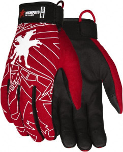 MCR Safety Size M Synthetic Blend General Protection Work Gloves For General Purpose, Uncoated, Adjustable Closure Cuff, Black/Red, Paired MR100M - 52389475
