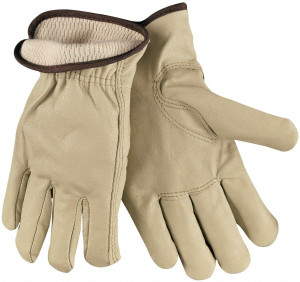 MCR Safety Size XL Grain Cowhide Work Gloves For Work & Driver, Uncoated, Slip-On Cuff, Cream, Paired 3280XL - 62396452