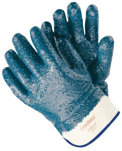 MCR Safety Size L (9) Nitrile Coated Cotton General Protection Work Gloves For General Purpose, Fully Coated, Safety Cuff, Blue/White, Paired 9761 - 70346440