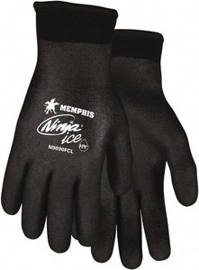 MCR Safety 12 Pairs Size L Work Gloves Knit Wrist Cuff, Black Polymer, Shell, White Logo, Hem, Paired N9690FCL-DZ - 81614604