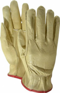 MCR Safety Size S Grain Pigskin Work Gloves For Work & Driver, Uncoated, Slip-On Cuff, Tan, Paired 3400S - 82300773