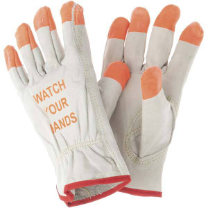 MCR Safety Size S Leather Abrasion Protection Work Gloves For Work & Driver, Slip-On Cuff, Full Fingered, Beige/Orange, Paired 3215PIS - 94633260