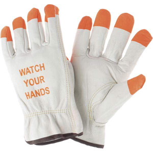 MCR Safety Size L Leather Abrasion Protection Work Gloves For Work & Driver, Slip-On Cuff, Full Fingered, Beige/Orange, Paired 3215PIL - 94633286